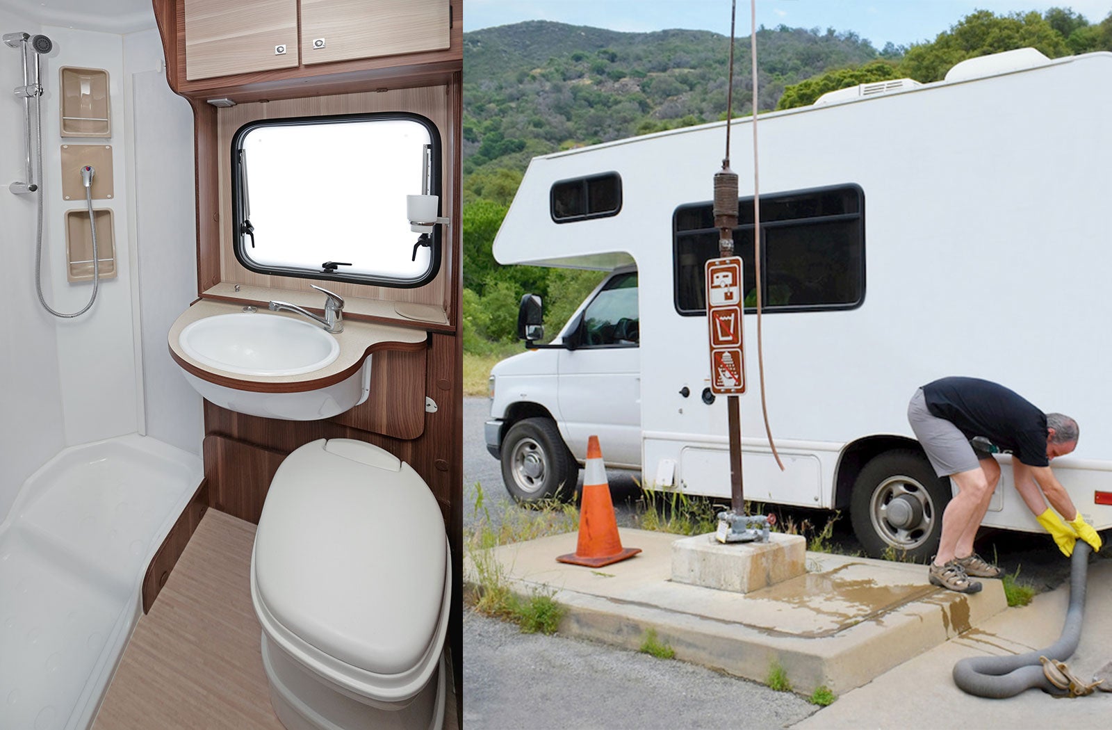 Portable RV/camper toilet and holding tank setup in Greenville, Texas